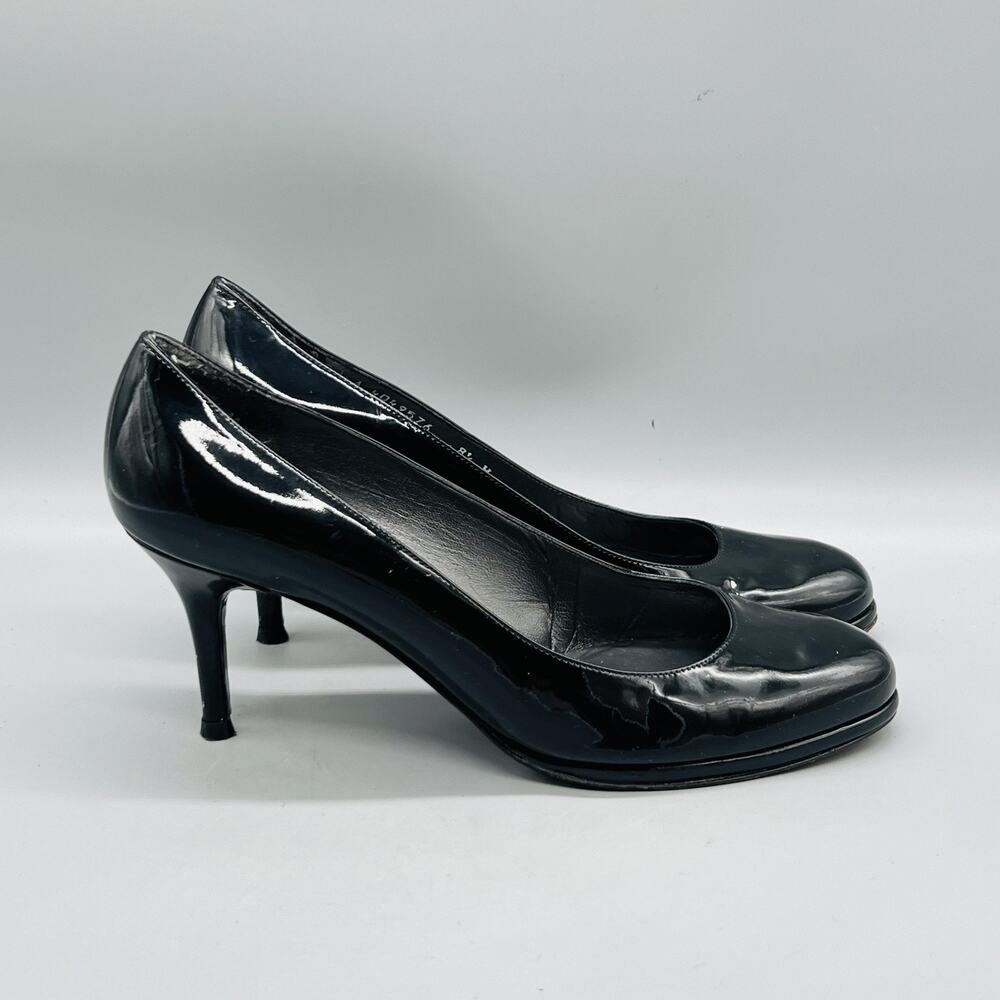 Stuart Weitzman Shoes Womens 8.5 Black Patent Leather Round Toe Stiletto Pumps